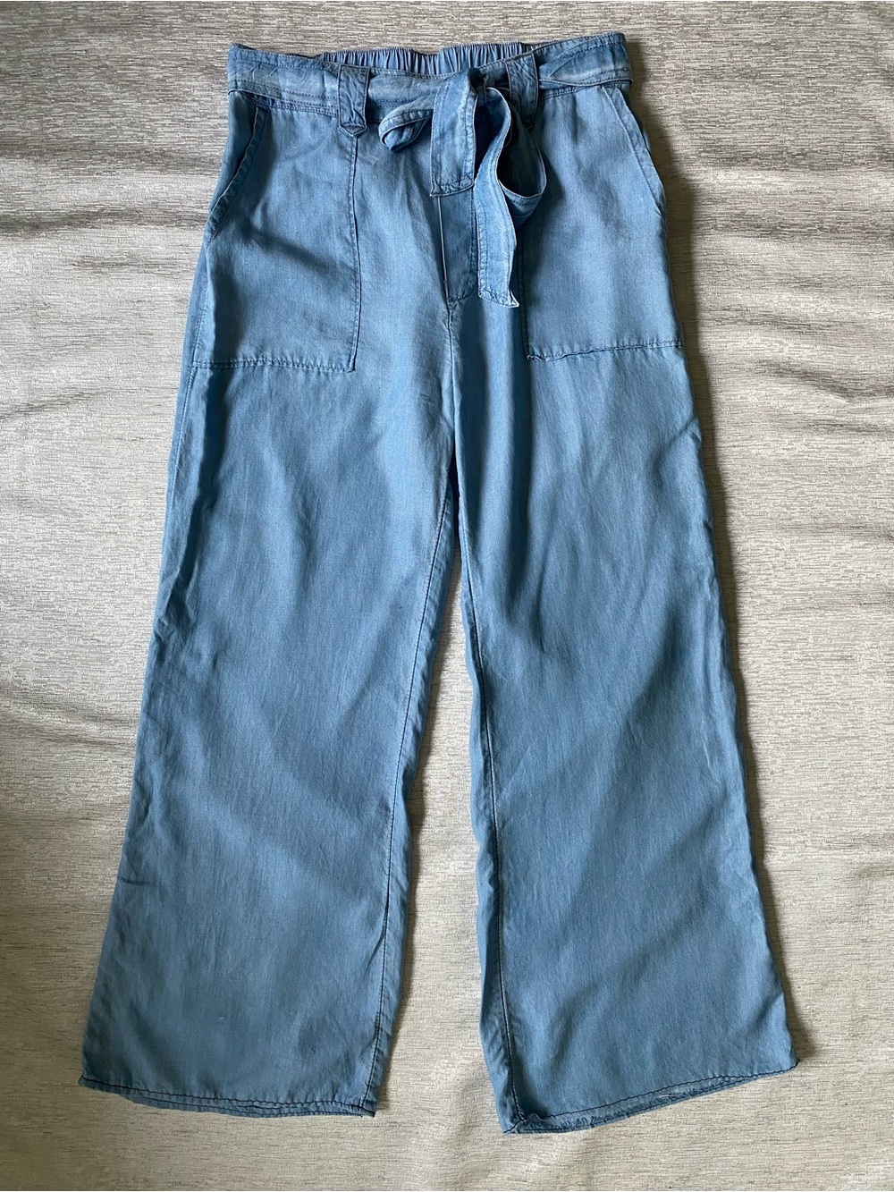 aerie Light Blue Wide Leg Tie-Waist Pants - Picture 4 of 9